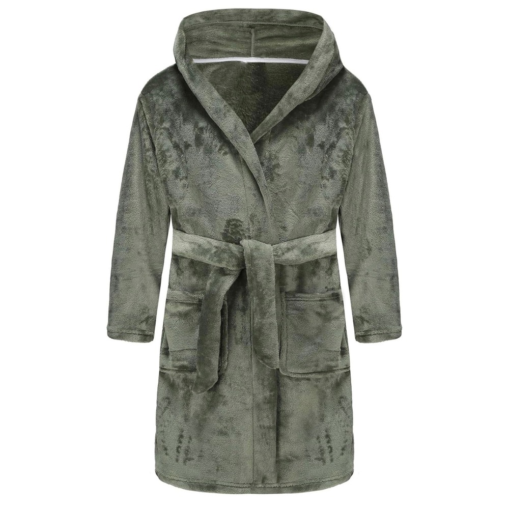 Kids‎ Plush Hooded Robe Green Size 5–6 Years Bathrobe